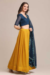 Yellow Embroidered Georgette Lehenga Choli