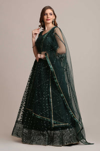 Embellished Sequinned Semi-Stitched Lehenga & Unstitched Blouse With Dupatta