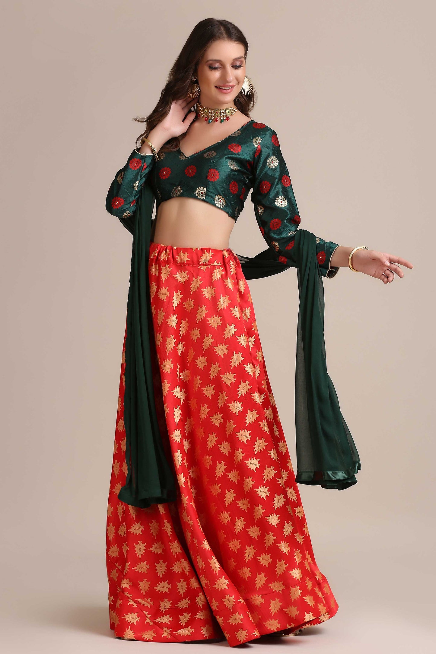 Printed Lehenga Choli Set with Dupatta