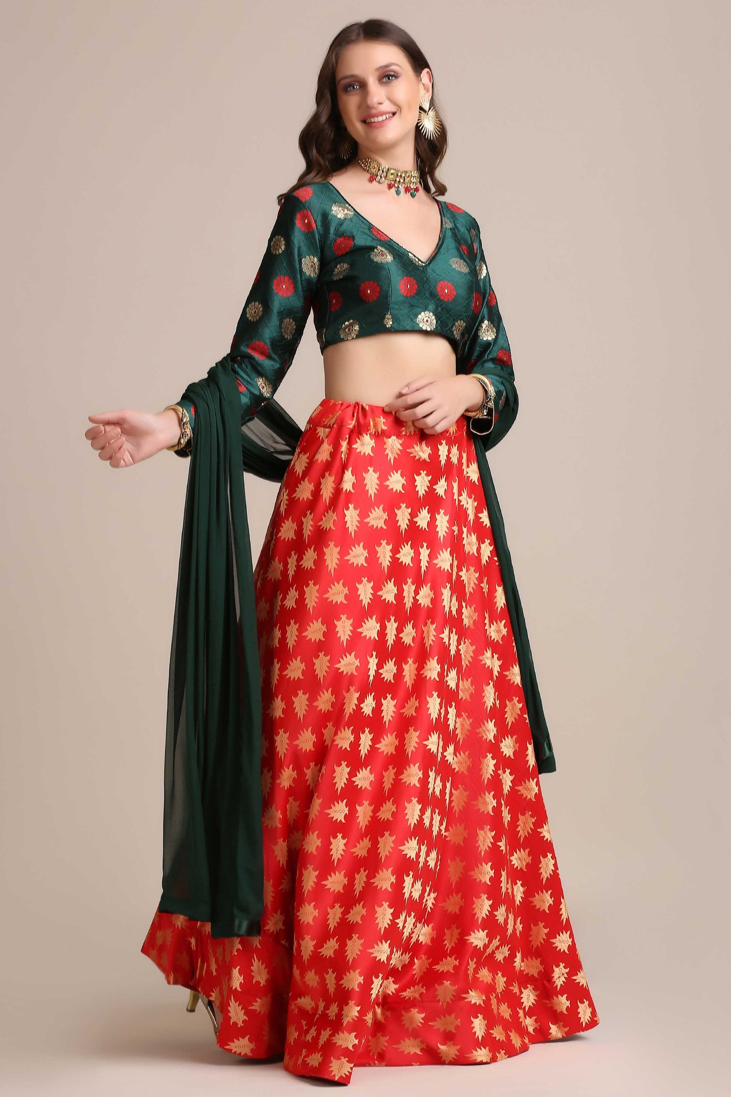 Printed Lehenga Choli Set with Dupatta