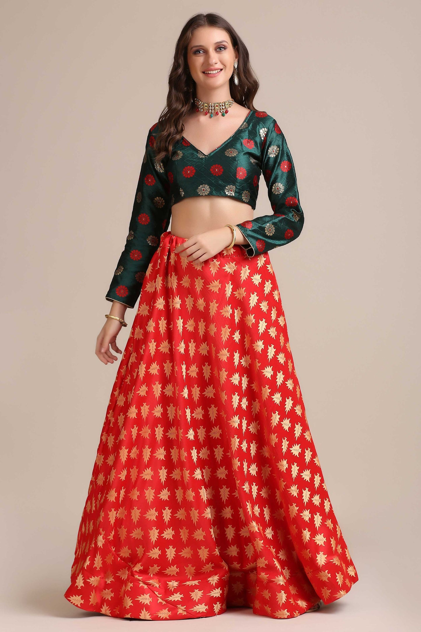 Printed Lehenga Choli Set with Dupatta