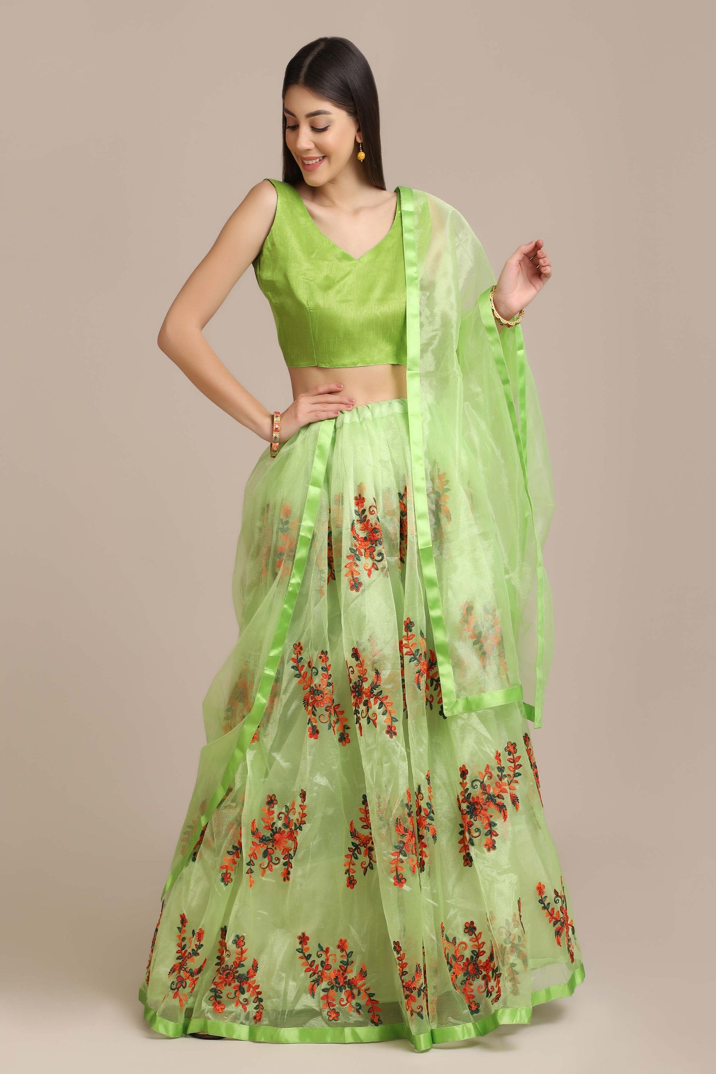 Embroidered Lehenga Choli Set with Dupatta