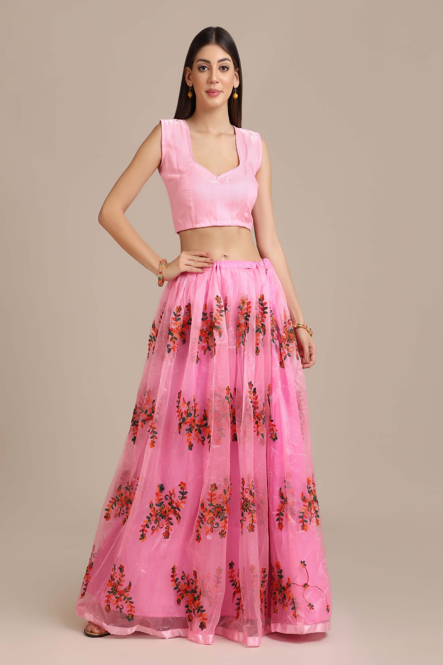 Embroidered Lehenga Choli Set with Dupatta