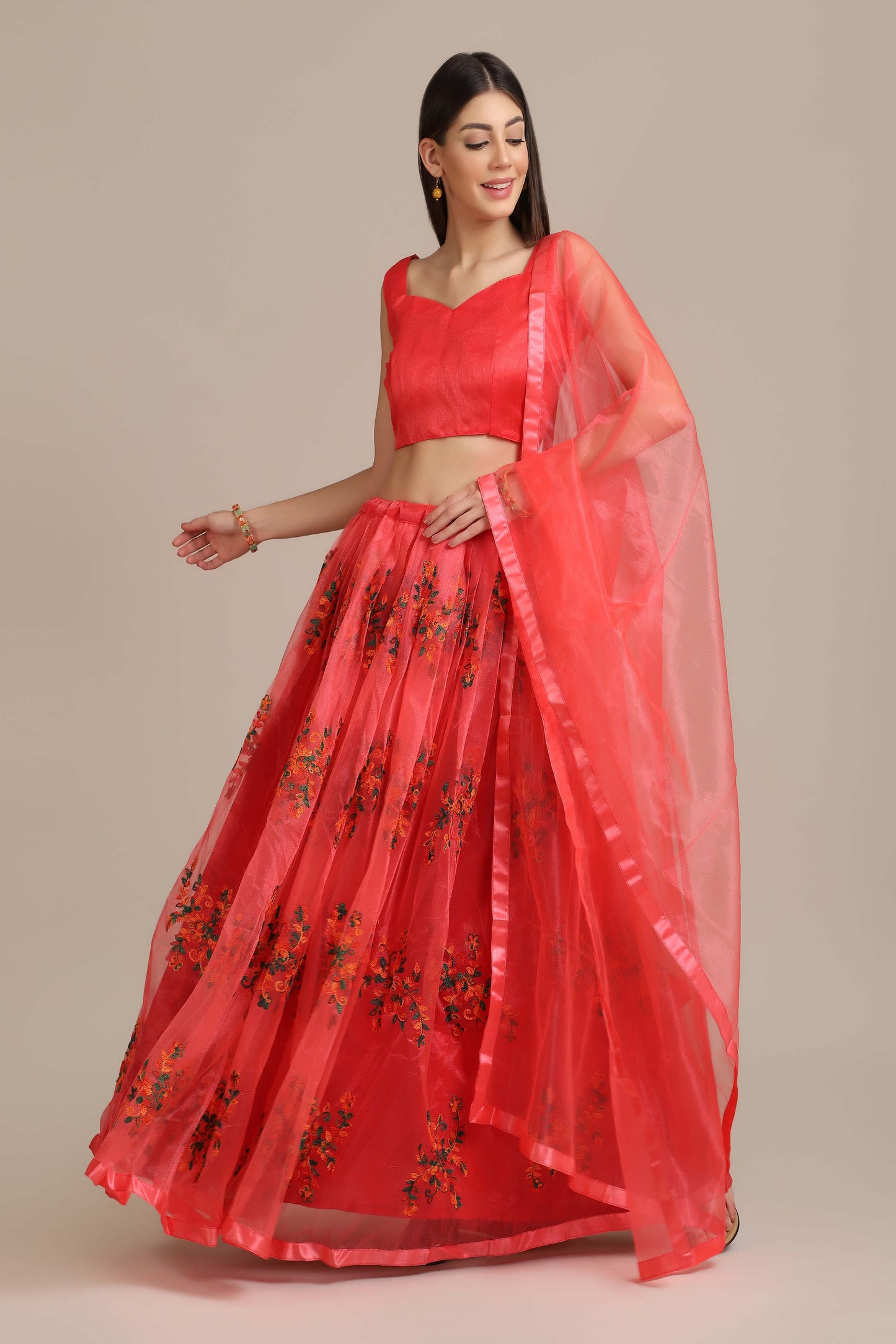 Embroidered Lehenga Choli Set with Dupatta