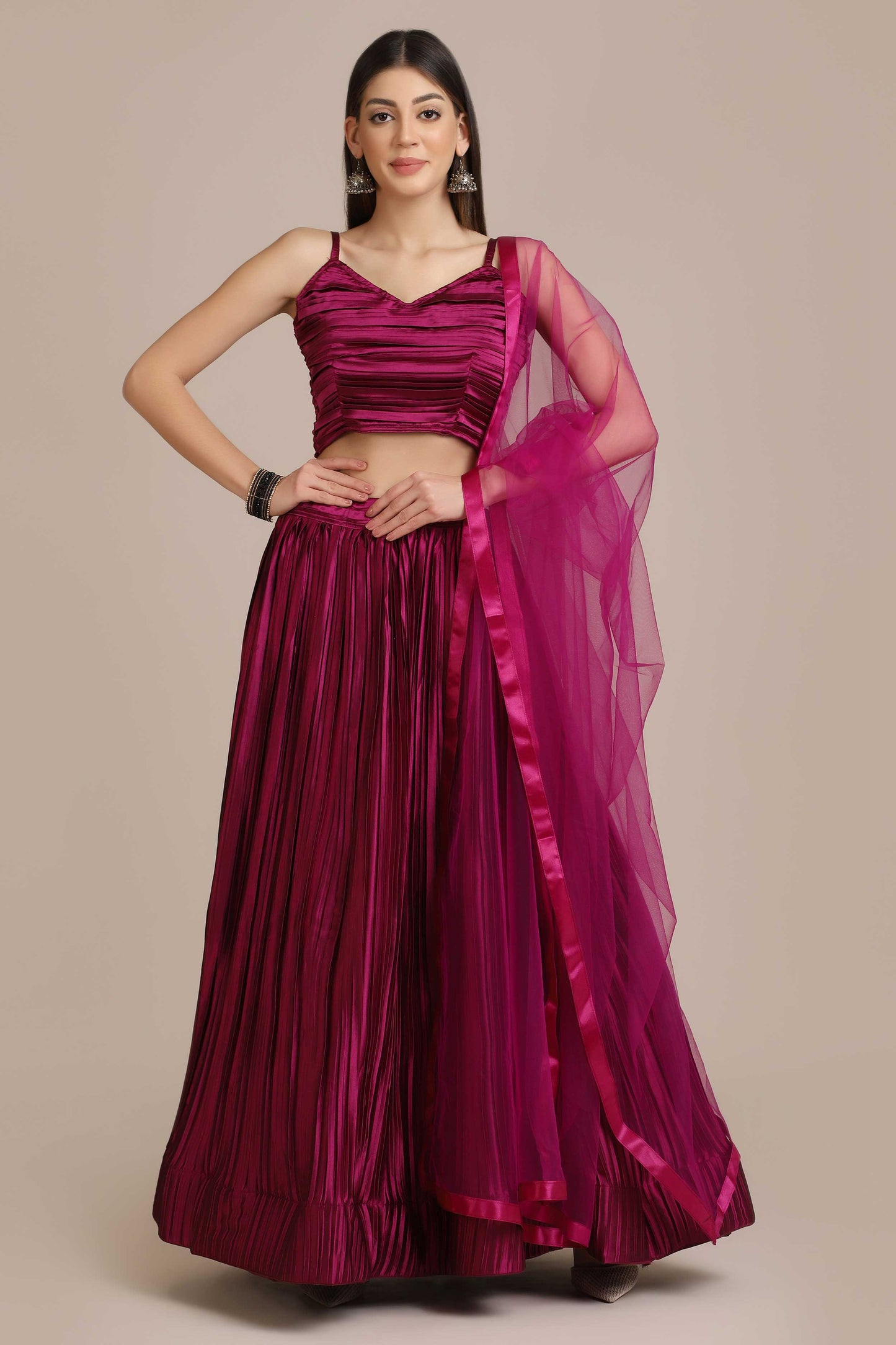 Flared Lehenga Choli Set with Dupatta