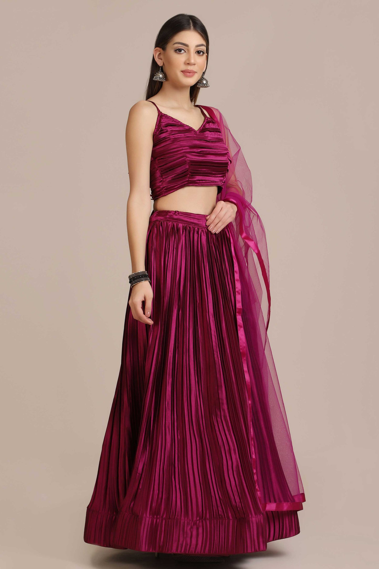 Flared Lehenga Choli Set with Dupatta