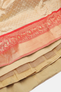 Light Cream Silk Woven Zari Lehenga With Duptta