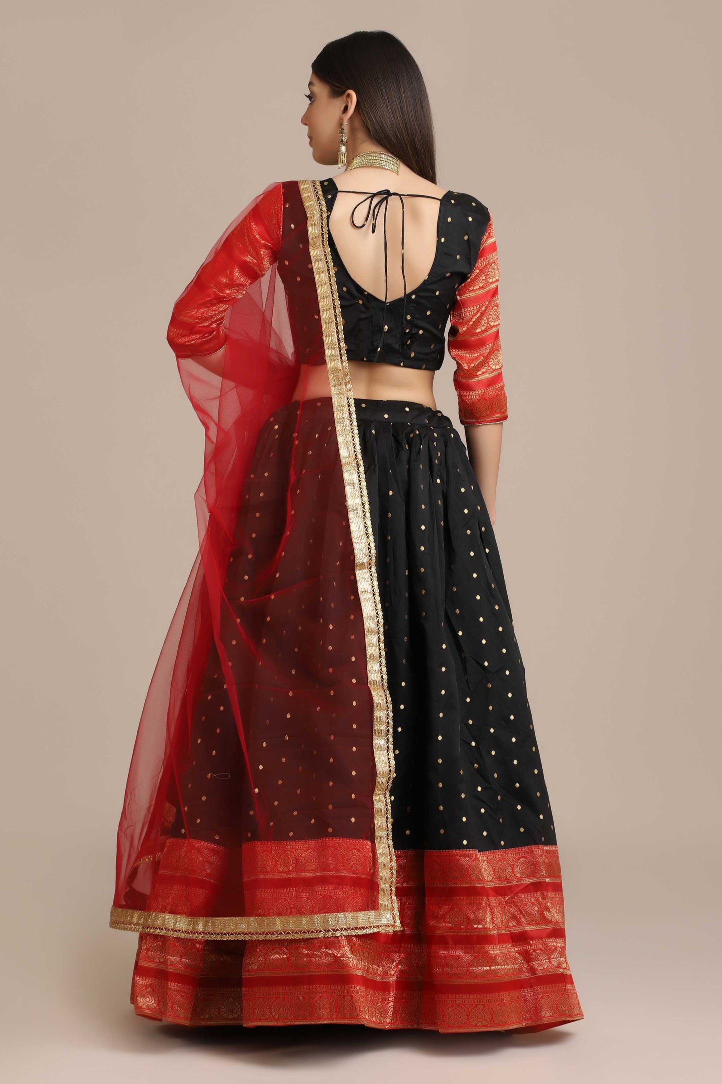 Zari Woven Lehenga Choli Set with Dupatta