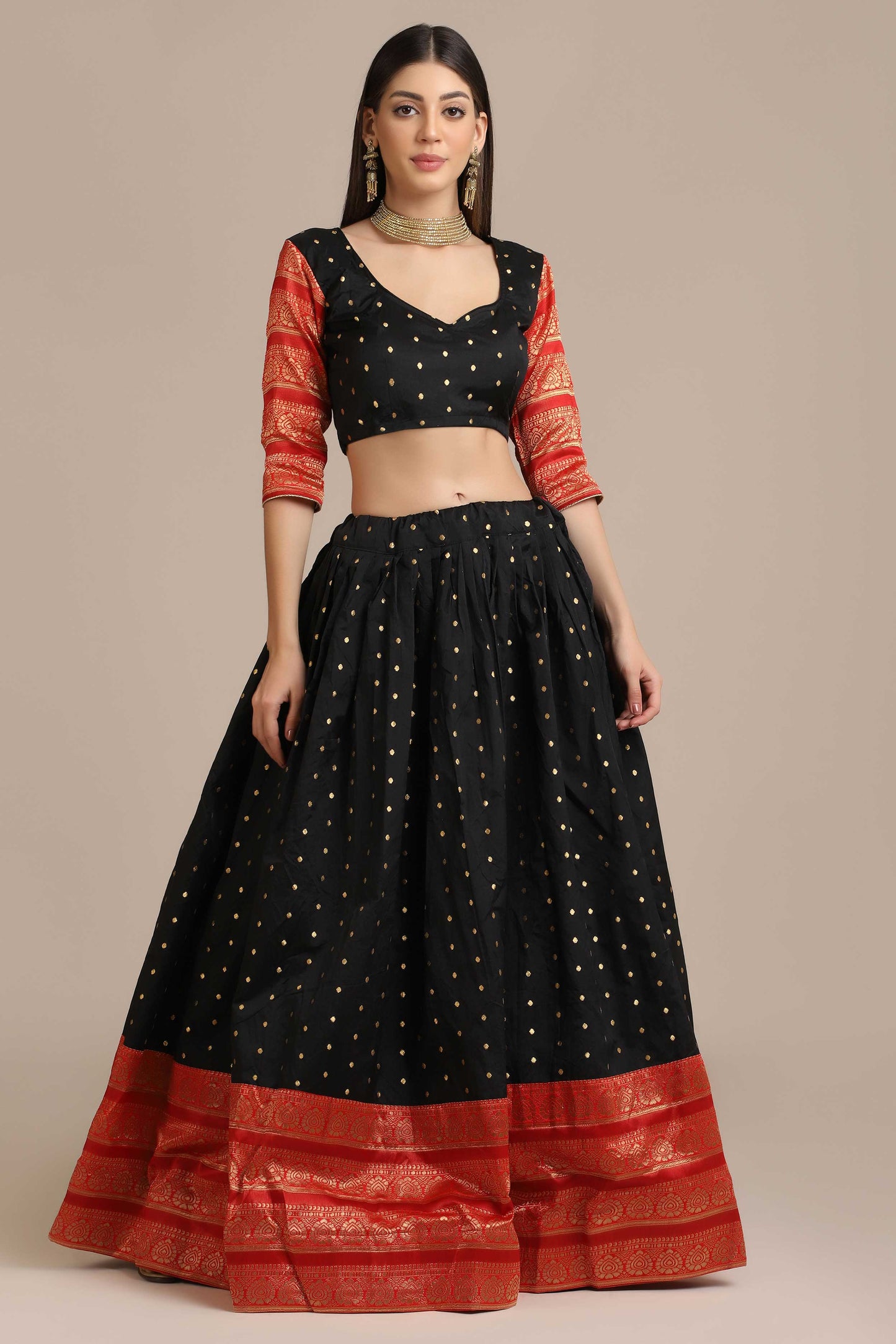 Zari Woven Lehenga Choli Set with Dupatta