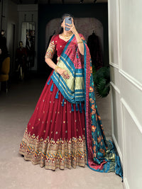 2025 Wedding Collection – Georgette Sequins Embroidered Lehenga with Gaji Silk Dupatta & Unstitched Blouse