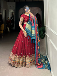 2025 Wedding Collection – Georgette Sequins Embroidered Lehenga with Gaji Silk Dupatta & Unstitched Blouse
