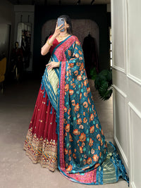 2025 Wedding Collection – Georgette Sequins Embroidered Lehenga with Gaji Silk Dupatta & Unstitched Blouse