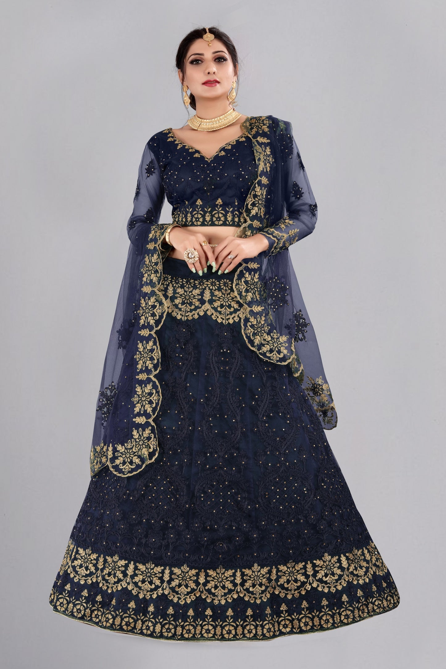 Embroidered Ready to Wear Lehenga & Unstitched Blouse With Dupatta