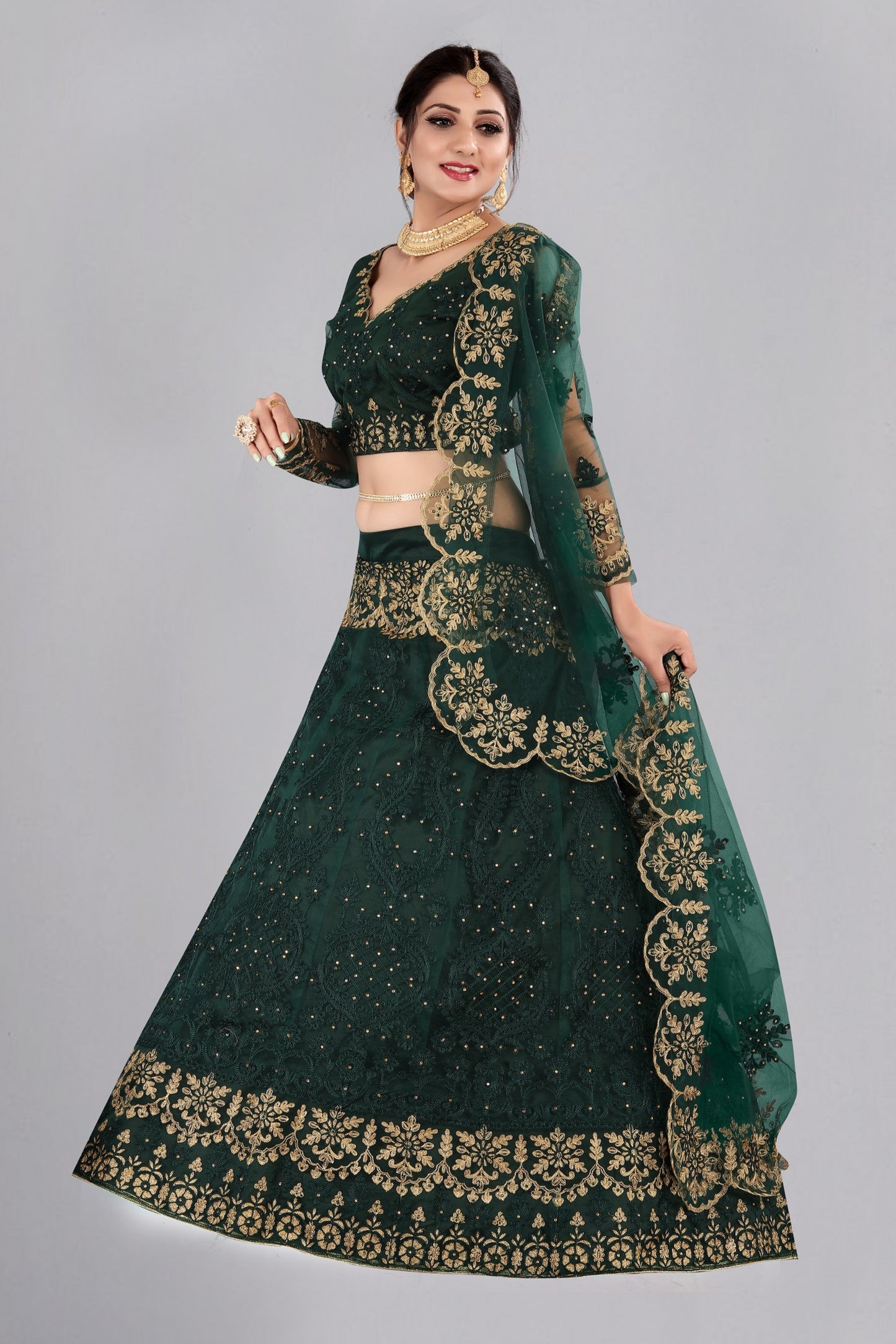 Embroidered Ready to Wear Lehenga & Unstitched Blouse With Dupatta