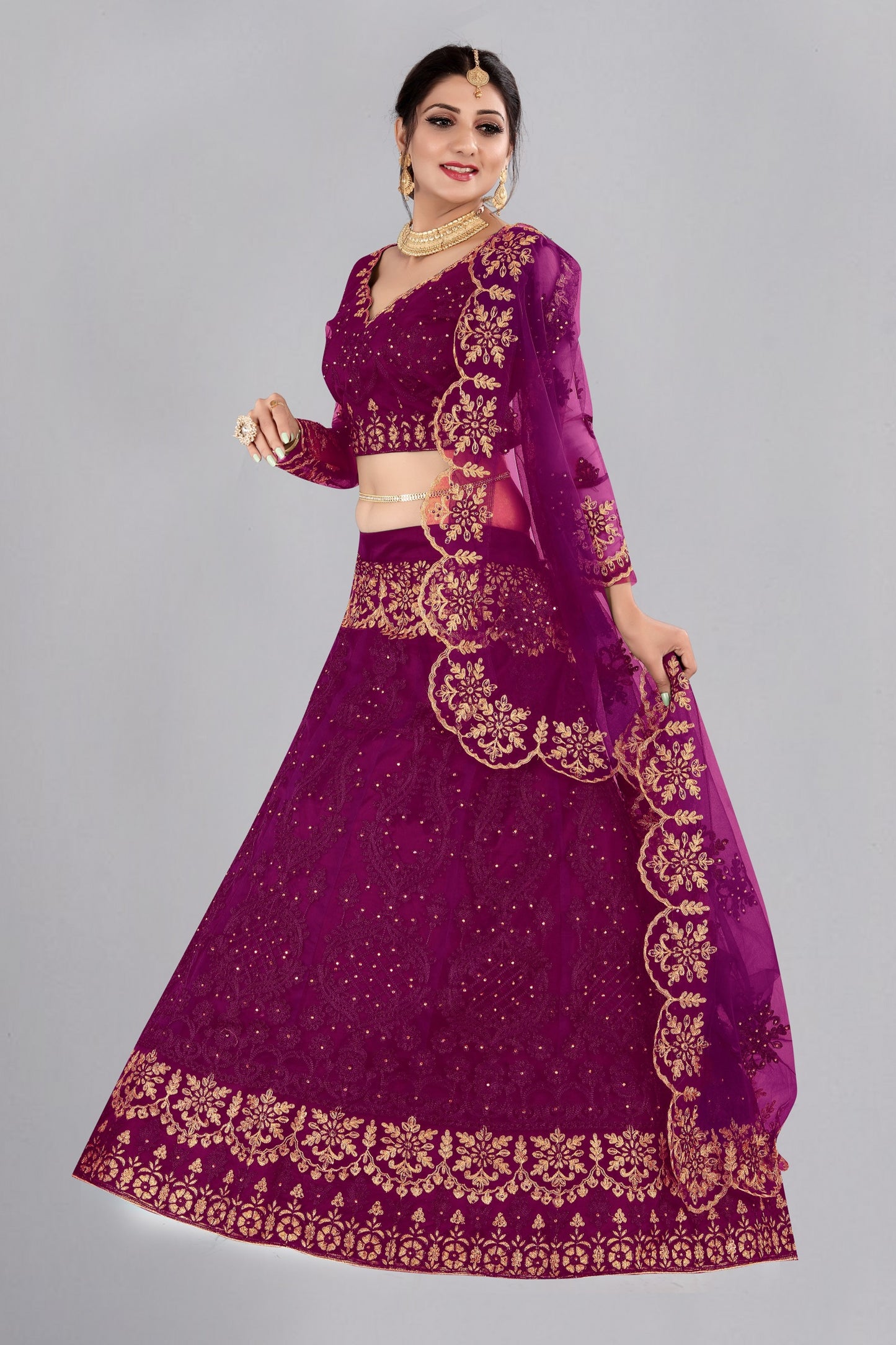 Embroidered Ready to Wear Lehenga & Unstitched Blouse With Dupatta