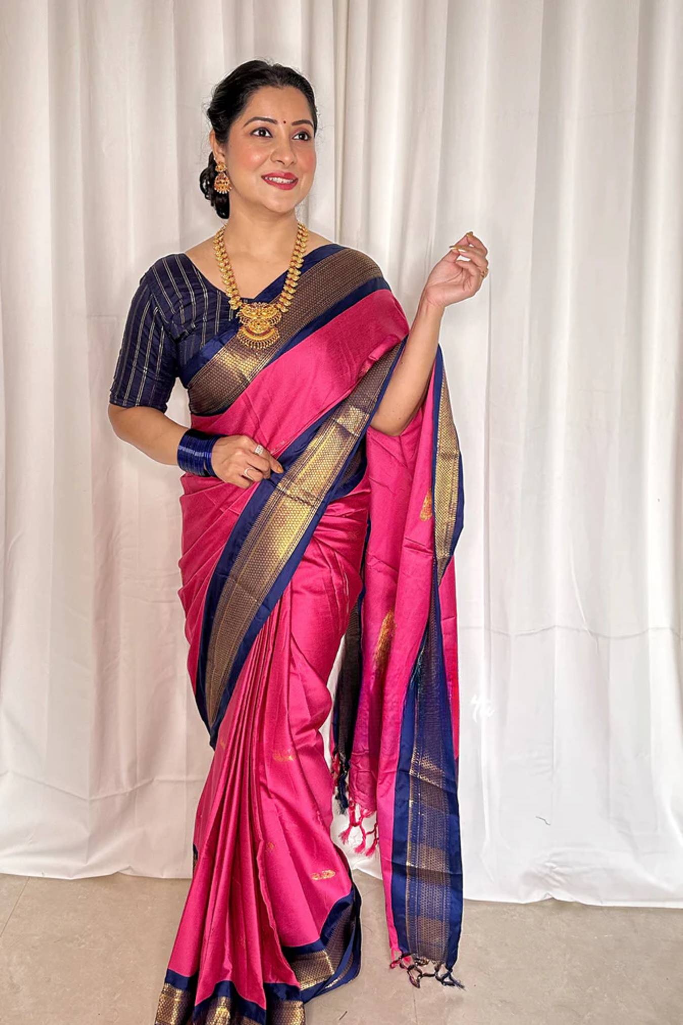 Best New Color Pure Kanjivaram Silk Saree with Contrast Border