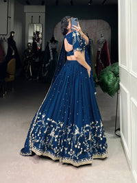 Simple Yet Stunning – Vichitra Silk Lehenga Choli with Elegant Sequin and Thread Embroidery