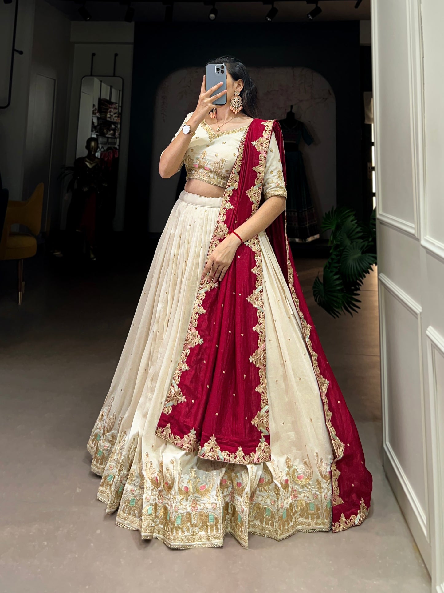 Bridesmaid Lehenga Choli in Serene Vichitra Silk with Sequin and Thread Embroidery