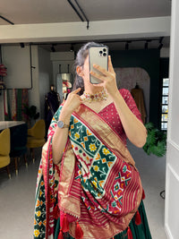 Festive Elegance in Every Thread – Tussar Silk Patola Print Lehenga Choli with Foil Work and Gotta Patti Detailing