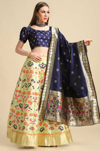 Function Wear Designer  Jacquard Silk Gold Woven Work Lehenga Choil