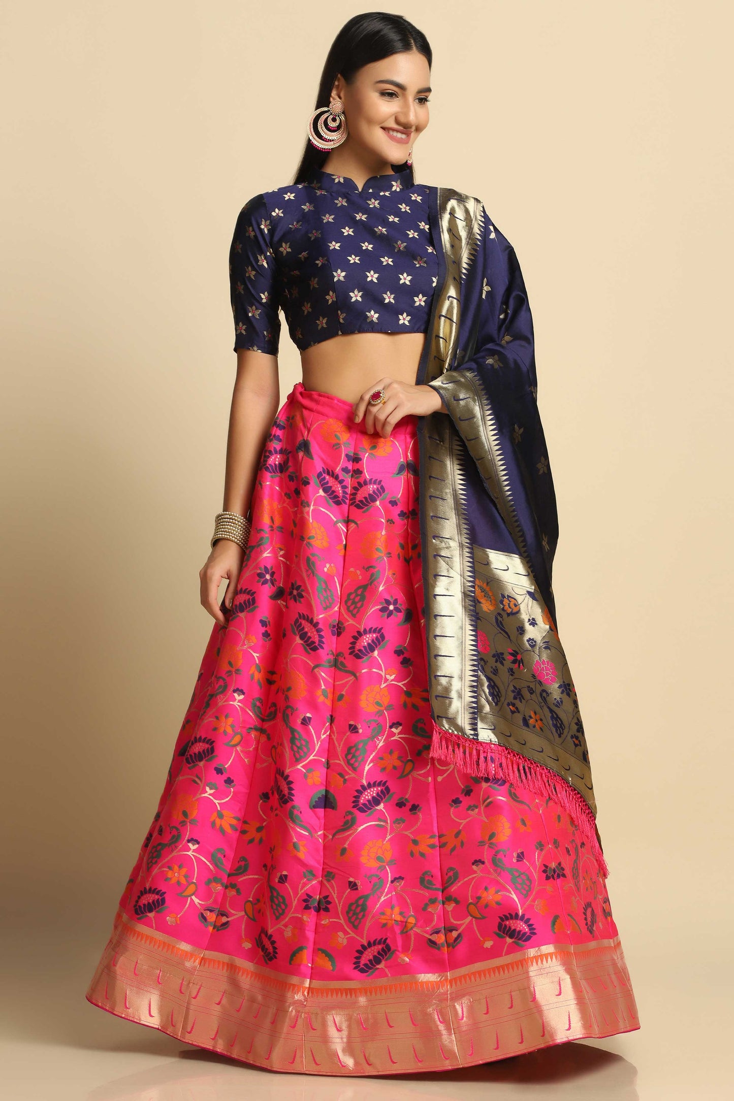 Function Wear Designer  Jacquard Silk Gold Woven Work Lehenga Choil