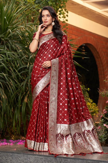 Red Traditional Wedding Wear Silk Saree With Blouse Piece