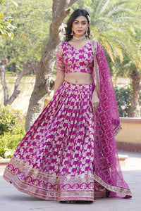 Designer Dyeable Pure Viscose Jacquard Lehenga Choli & Dupatta Set