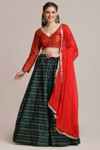 Zari Woven Flared Lehenga Choli Set with Dupatta