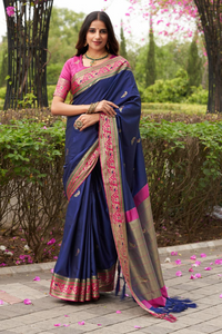 Attractive Contrast Border Kanjivaram Silk Saree