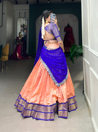Regal Kanchipuram Silk Lehenga Choli with Zari Weaving and Georgette Dupatta