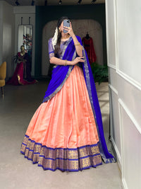 Regal Kanchipuram Silk Lehenga Choli with Zari Weaving and Georgette Dupatta