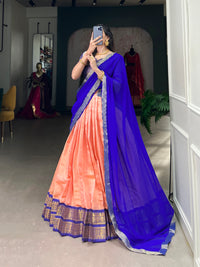 Regal Kanchipuram Silk Lehenga Choli with Zari Weaving and Georgette Dupatta