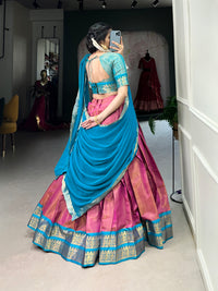 Regal Kanchipuram Silk Lehenga Choli with Zari Weaving and Georgette Dupatta