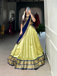 Regal Kanchipuram Silk Lehenga Choli with Zari Weaving and Georgette Dupatta