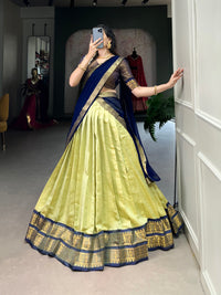 Regal Kanchipuram Silk Lehenga Choli with Zari Weaving and Georgette Dupatta