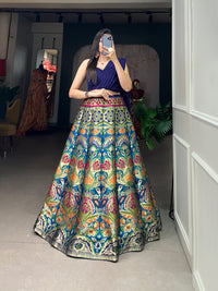 Timeless Banarasi Silk Lehenga Choli with Zari Weaving and Attached Dupatta – Elegance Woven in Tradition