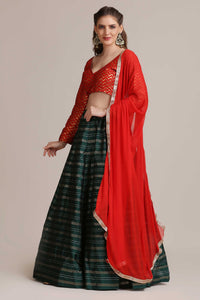 Zari Woven Flared Lehenga Choli Set with Dupatta