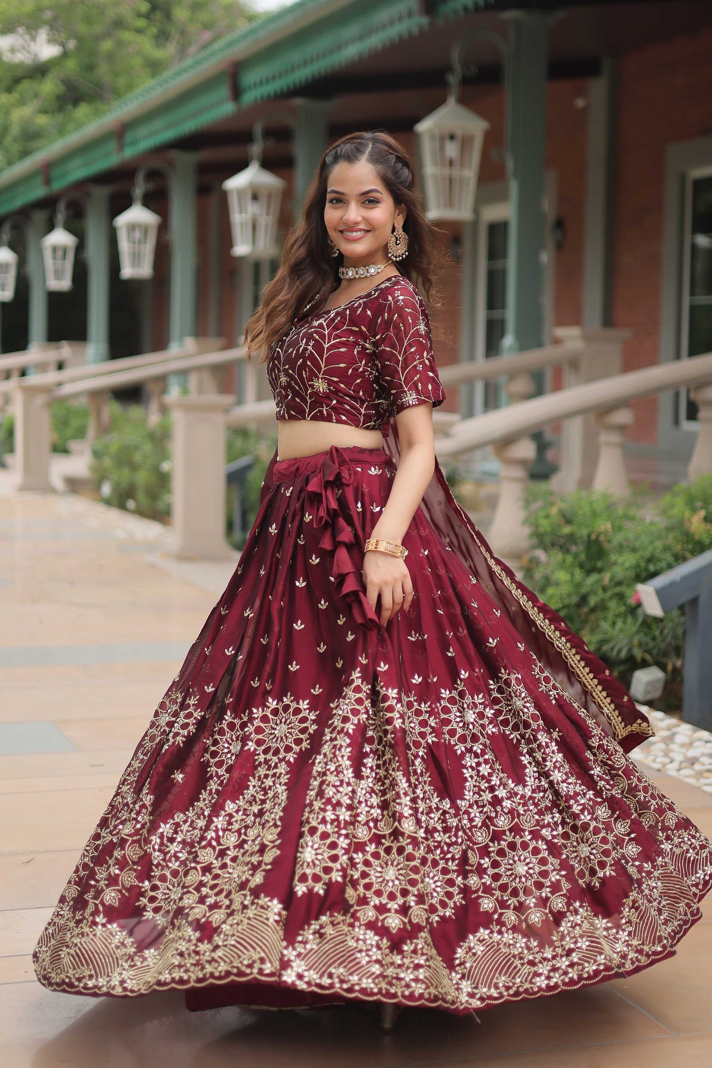 Maroon Rangoli Silk Thread Work Wedding Wear Readymade Lehenga Choli