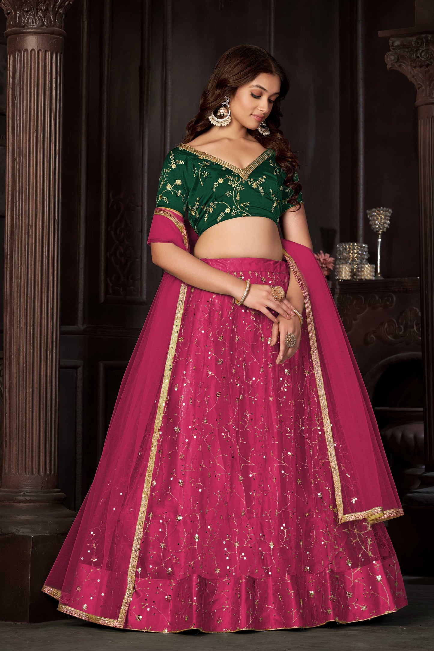 Embroidered Ready to Wear Lehenga & Unstitched Blouse With Dupatta