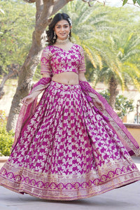 Designer Dyeable Pure Viscose Jacquard Lehenga Choli & Dupatta Set