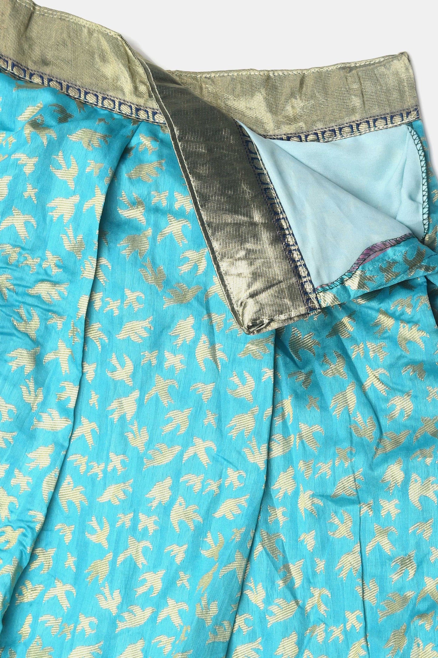 Woven Zari Silk Aqua Blue Lehenga