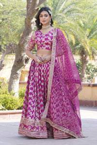 Designer Dyeable Pure Viscose Jacquard Lehenga Choli & Dupatta Set