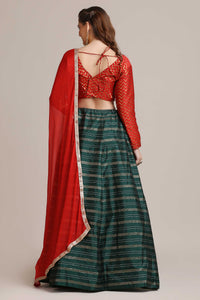 Zari Woven Flared Lehenga Choli Set with Dupatta