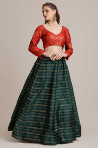 Zari Woven Flared Lehenga Choli Set with Dupatta