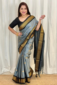 Best New Color Pure Kanjivaram Silk Saree with Contrast Border