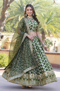 Designer Dyeable Pure Viscose Jacquard Lehenga Choli & Dupatta Set