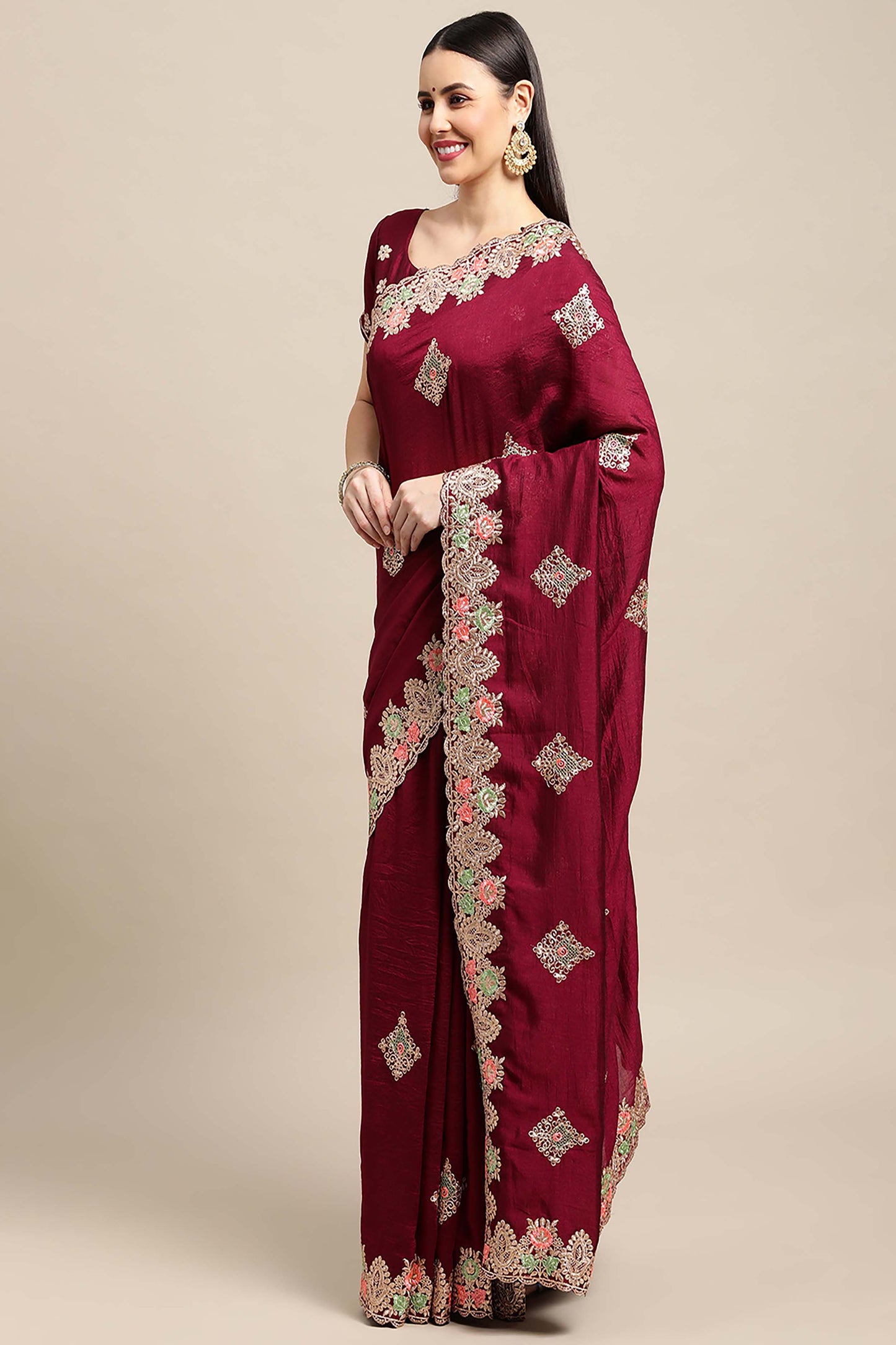 Embroidered Saree with Blouse Piece