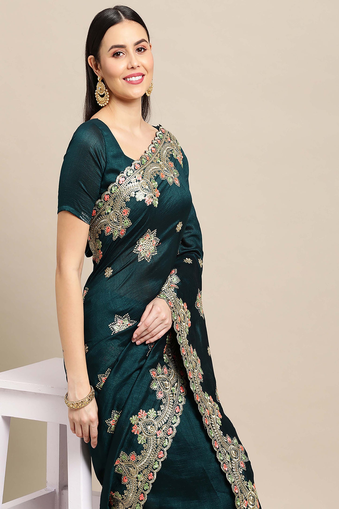 Traditional Saree with Embroidery