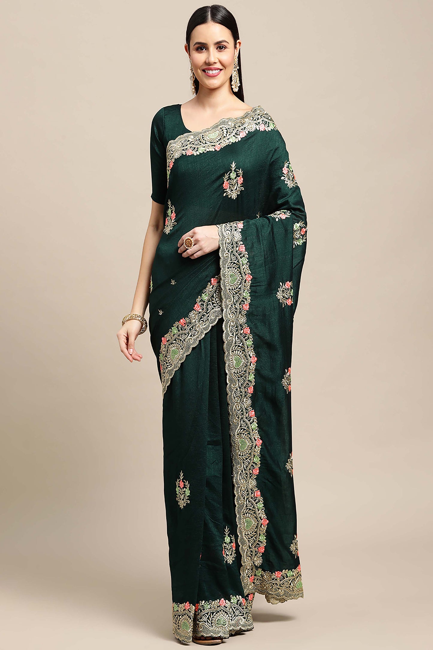 Traditional Saree with Embroidery