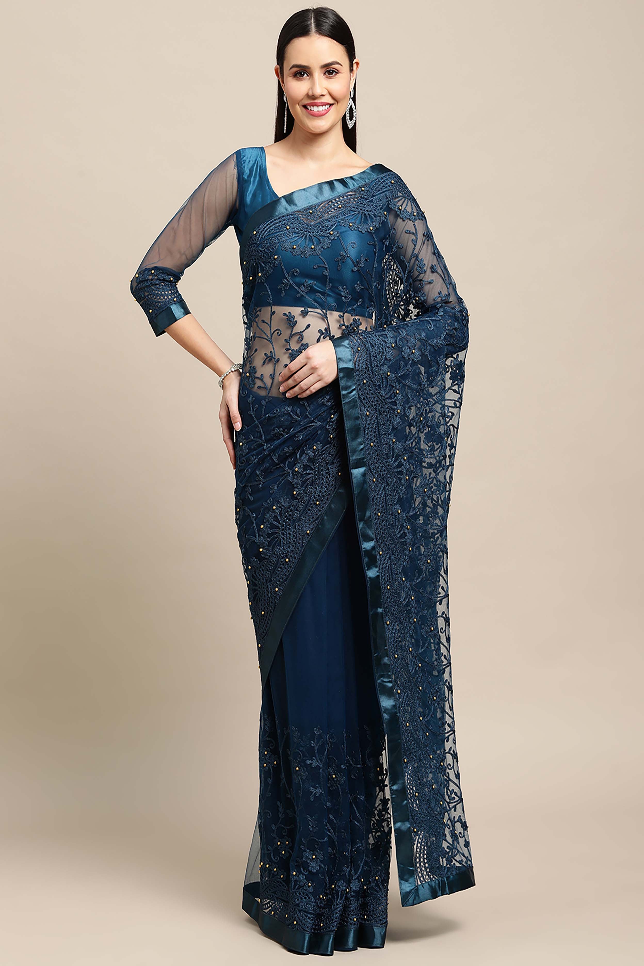 Embellished Sheer-Through Saree